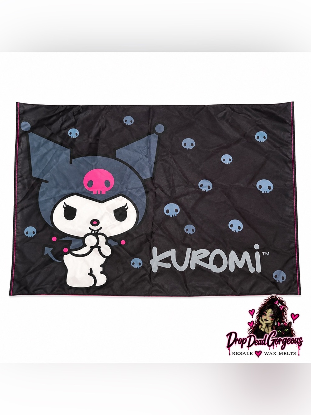 Hello Kitty Kuromi Black, Pink & Gray Character standard pillowcase